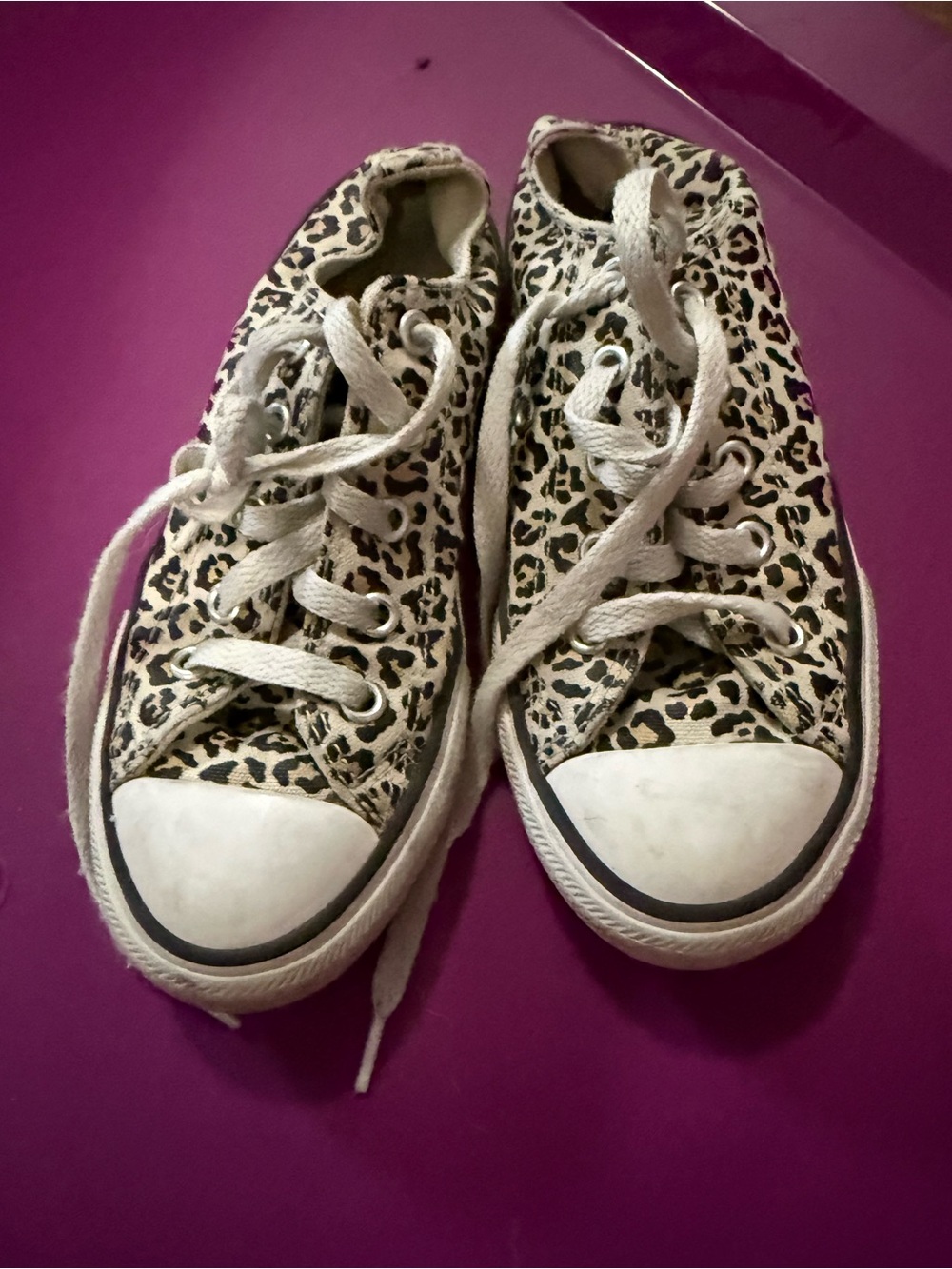 Converse Kids Leopard Print Canvas Sneakers - White/Beige